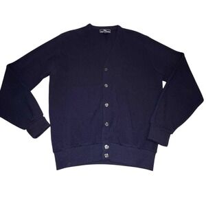 Vintage Steeplechase Men's Grandpa Cardigan 100% Dupont Orlon Sweater Large Navy